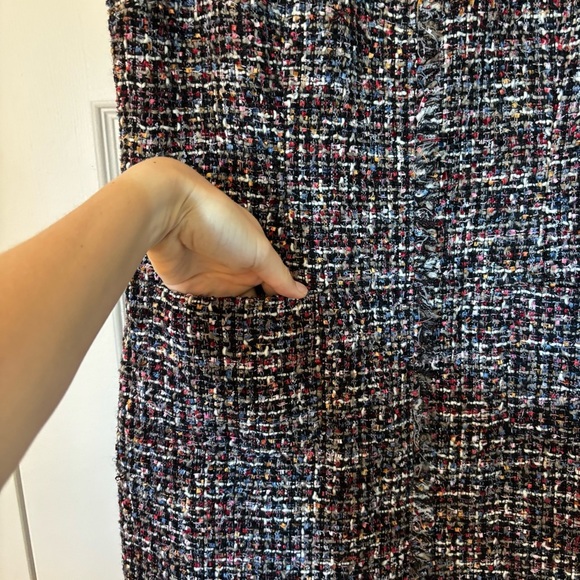 Talbots Fringed Festive Tweed Sheath Dress Sleeveless Multicolor 16P Petite - Picture 5 of 10